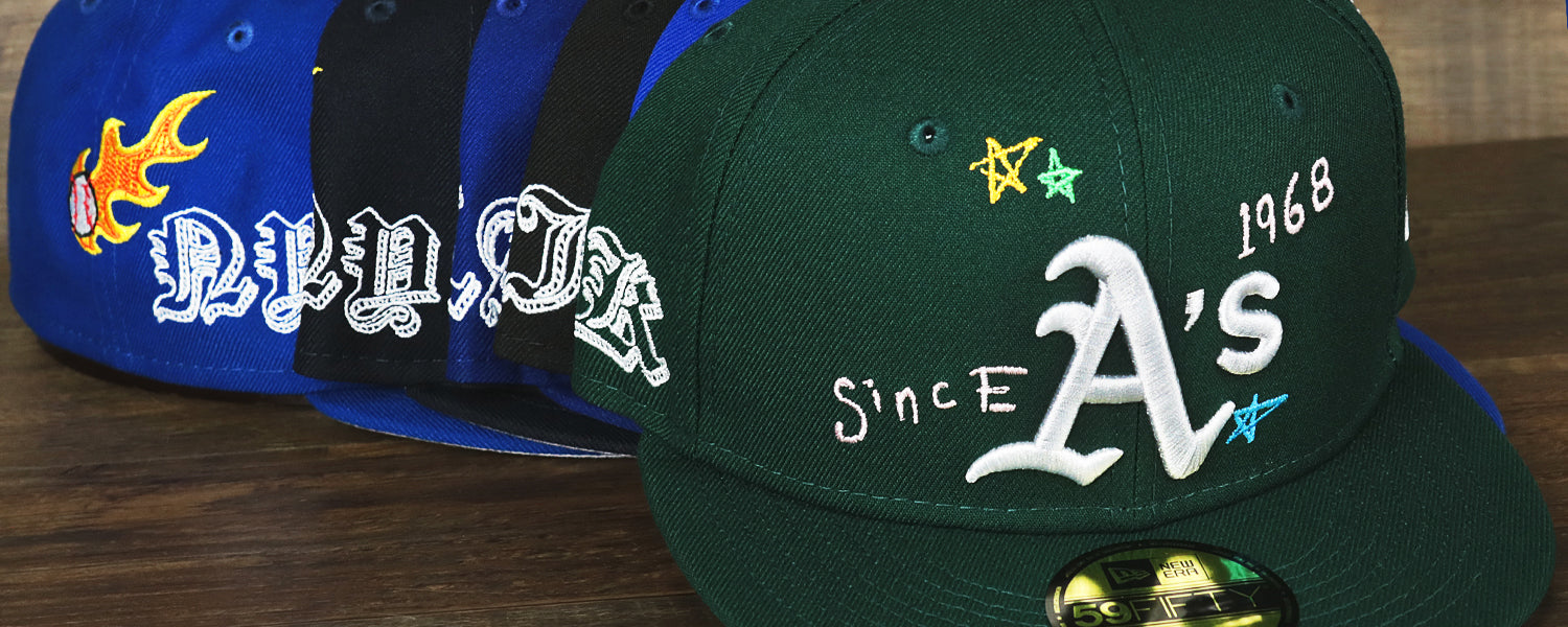 59Fifty Scribble All Over Patch Fitted Cap | Gray Bottom Patch Fitted Scribble Cap | Patches All Over Scribble 5950s