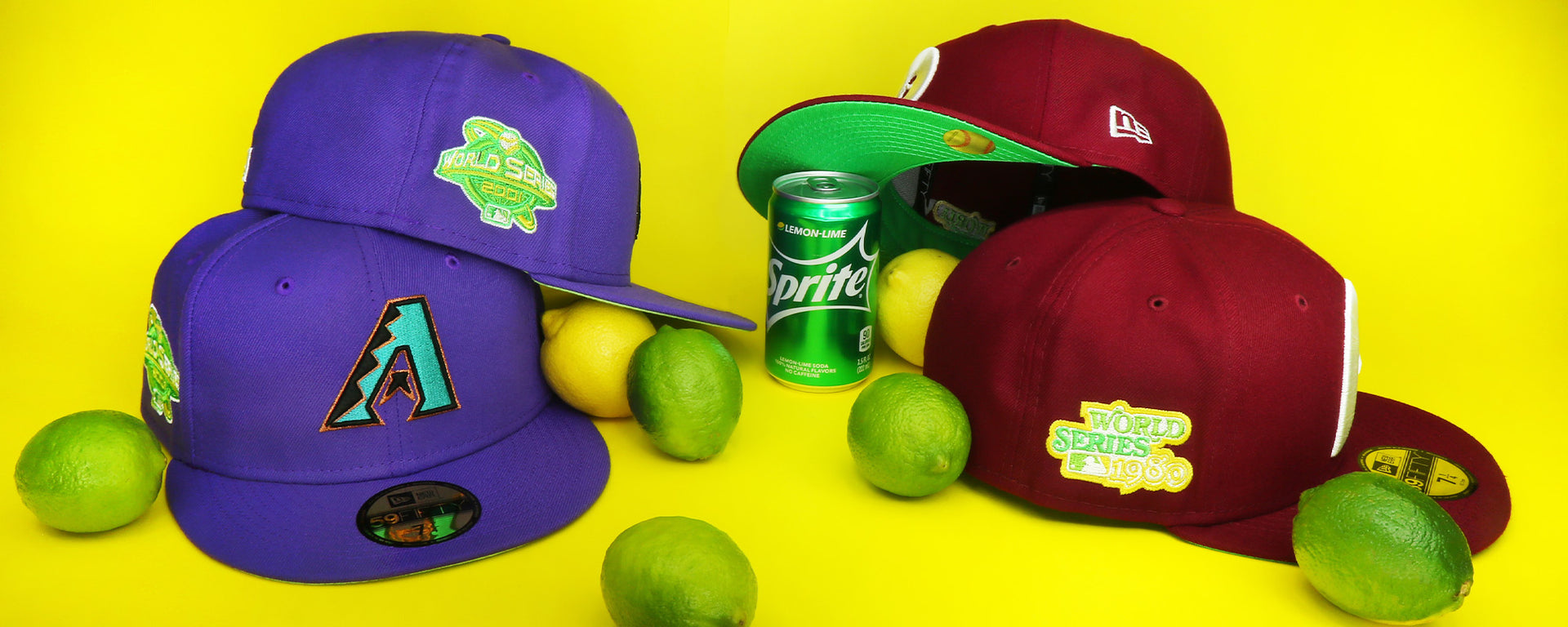 🍋 Citrus Pop Exclusive Custom 59Fifty Lemon Lime Side Patch Fitted Cap Pack