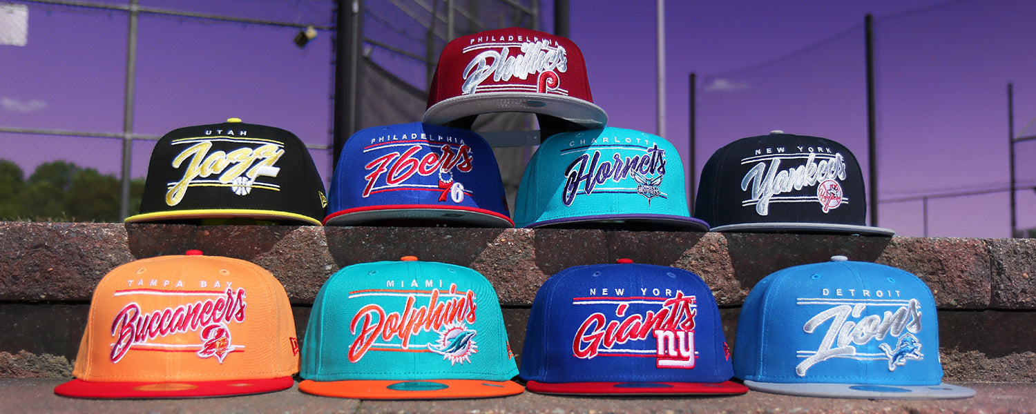 New Era College Bar Team Script 9Fifty Snapback Hats