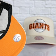 orange bottom on the San Francisco Giants Cooperstown Evergreen Pro Orange bottom | Off White Trucker Hat