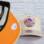orange bottom on the New York Mets Cooperstown Evergreen Pro Orange bottom | Off White Trucker Hat
