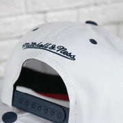 navy snap on the Chicago White Sox Cooperstown "Sox" Jersey Script 1987 White Sox logo side patch Evergreen Pro | White/Navy Snapback Hat