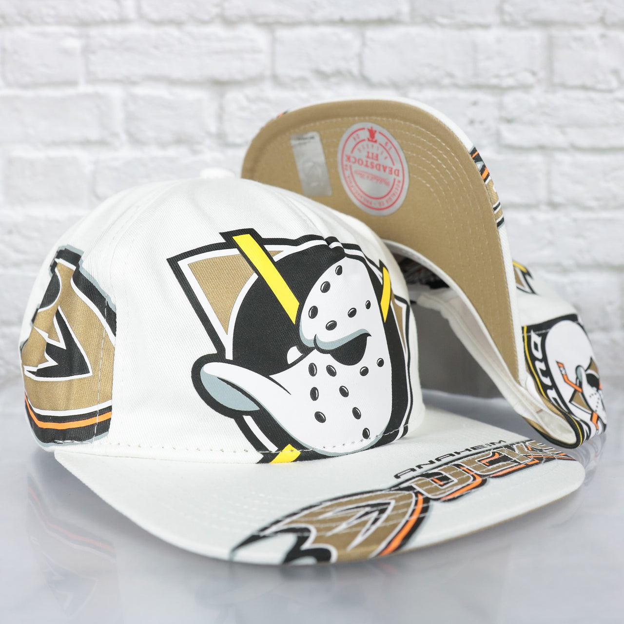 Anaheim Ducks NHL In Your Face Deadstock Tan bottom | White Snapback Hat