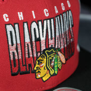blackhawks logo on the Chicago Blackhawks NHL Billboard 2 Green bottom Tri-Tone | Red/White/Black Snapback Hat