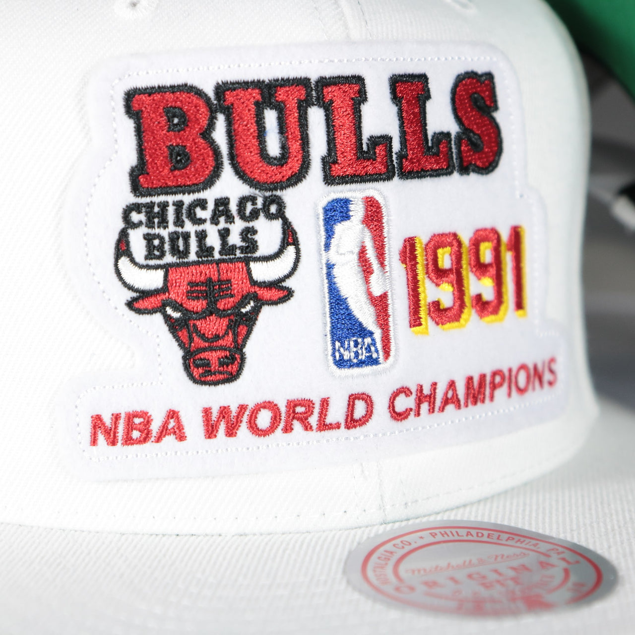 Chicago Bulls 1991 NBA World Champions Green Bottom | White Snapback Hat