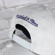 mitchell and ness logo on the Phoenix Suns NBA Hardwood Classics All in Pro Purple Bottom | White Snapback Hat