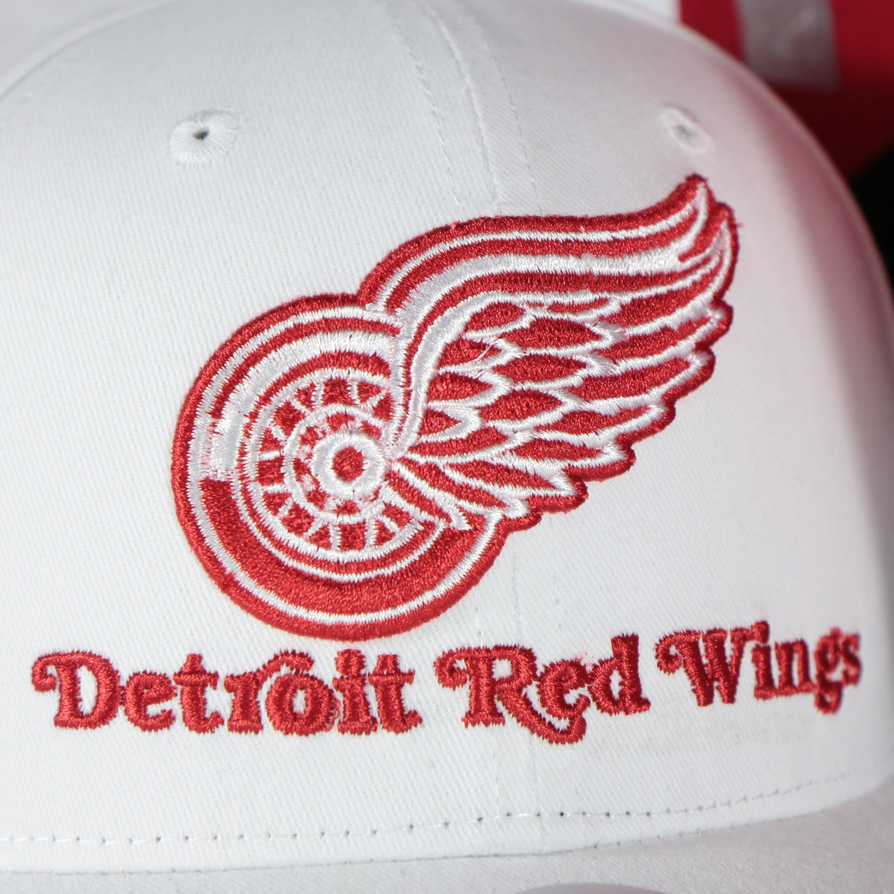 red wings logo on the Detroit Red Wings NHL All in Pro Red Bottom | White Snapback Hat