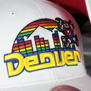 nuggets logo on the Denver Nuggets NBA Hardwood Classics All in Pro Red Bottom | White Snapback Hat