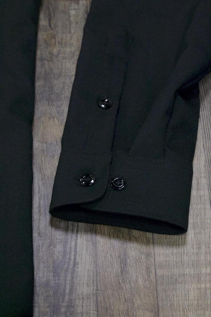 the Navy LAPD Long Sleeve Polo Shirt | Dark Blue Wool Base Shirt for Law Enforcement Uniforms has snap buttons on the cuff