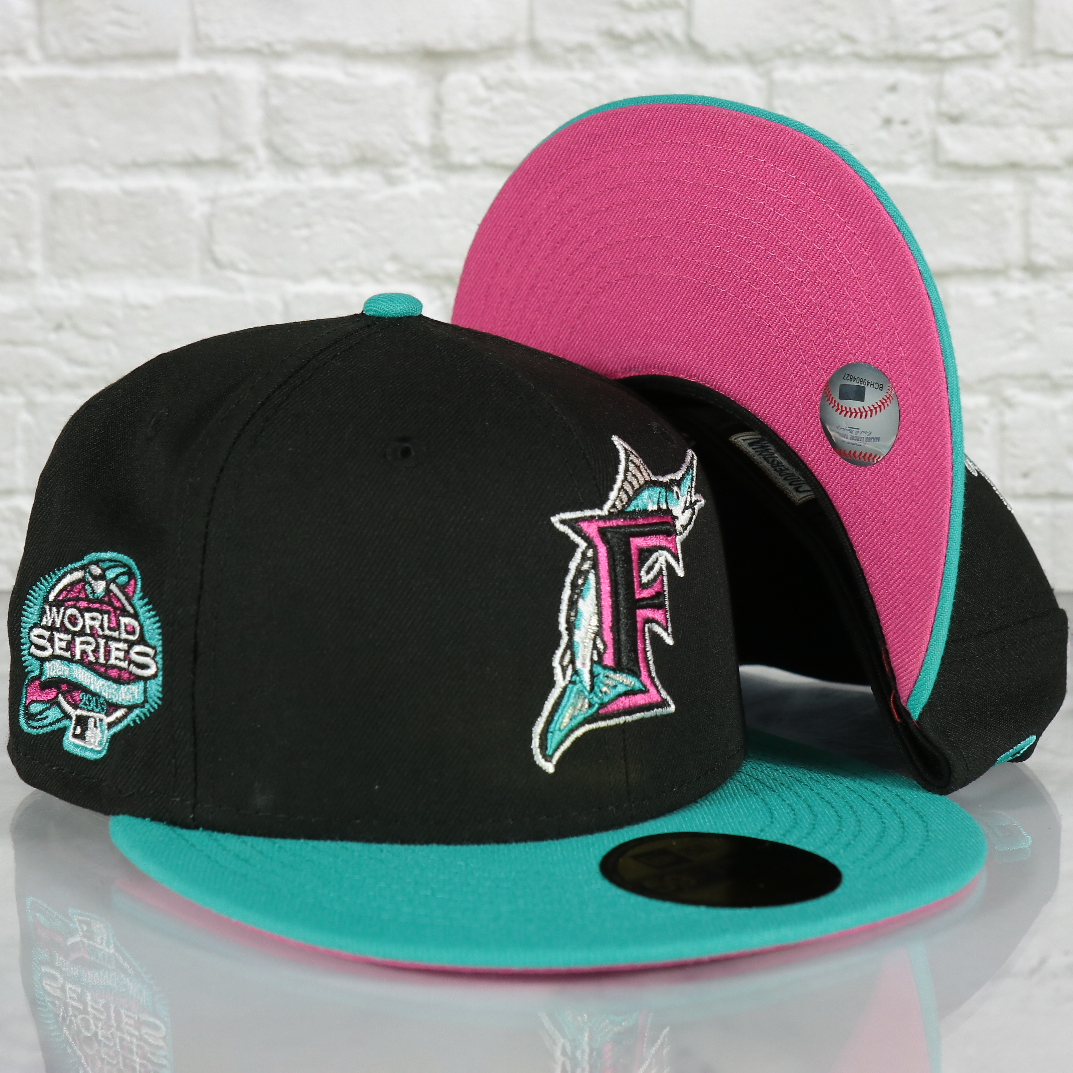 New Era 59FIFTY Miami Marlins 2003 World Series Champions Patch Hat - White, Teal, Orange 7 1/4
