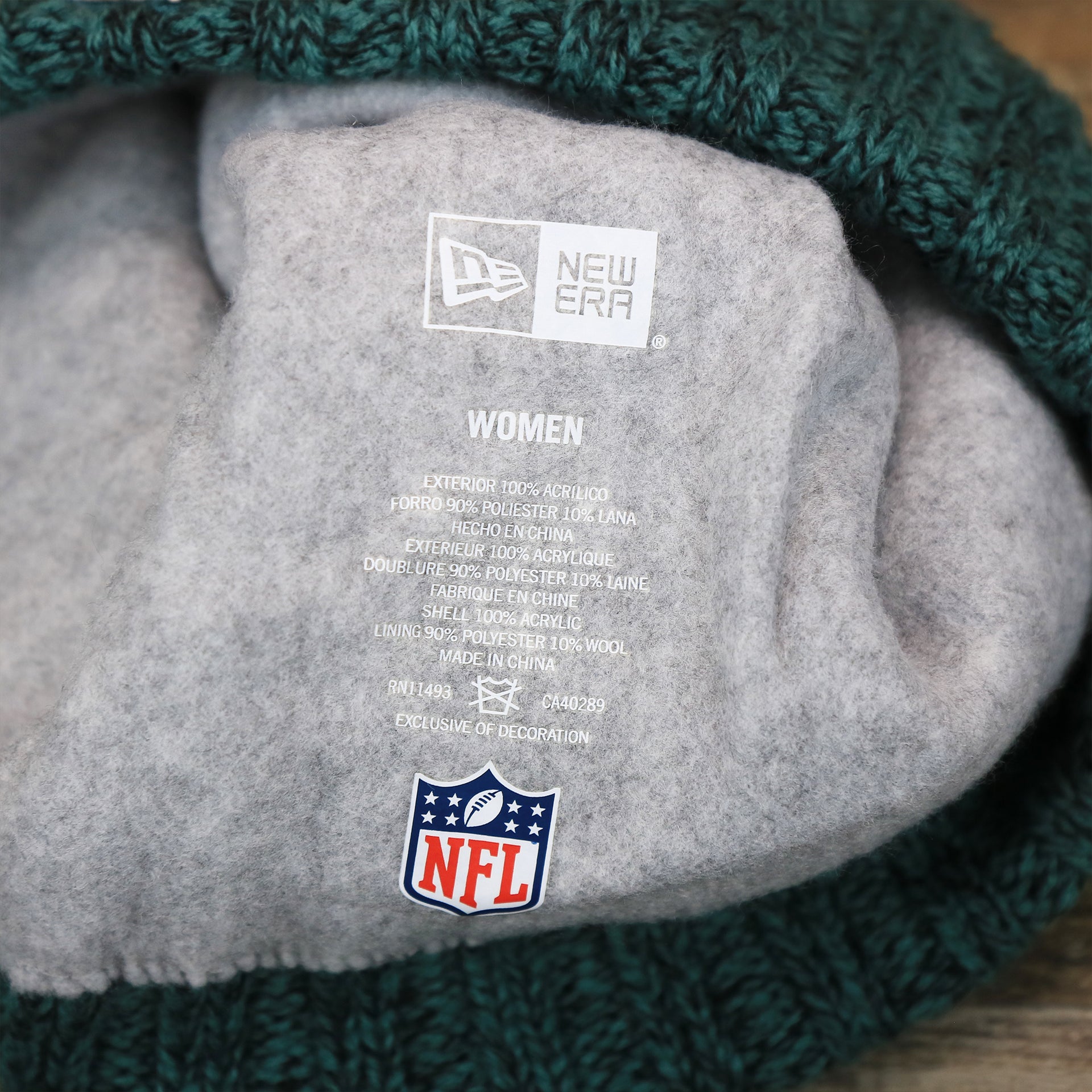 The Lining on the Women’s Philadelphia Eagles Midnight Green On Field Knit Winter Beanie | Green Winter Beanie