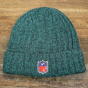 The backside of the Women’s Philadelphia Eagles Midnight Green On Field Knit Winter Beanie | Green Winter Beanie