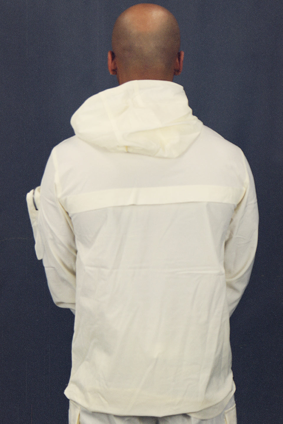 Men’s Nylon Tactical Quarter Zip Pullover Jacket Military Utility Zip Up Windbreaker | Cream back view