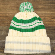 The backside of the Throwback Philadelphia Eagles Legacy 1987 Eagles Patch Pom Pom Beanie | Natural Beanie