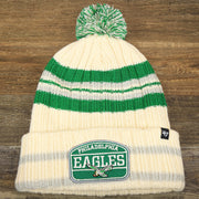 The Throwback Philadelphia Eagles Legacy 1987 Eagles Patch Pom Pom Beanie | Natural Beanie