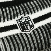 The NFL Logo on the Philadelphia Eagles On Field Cuffed Winter Pom Pom Beanie | Black And White Winter Beanie