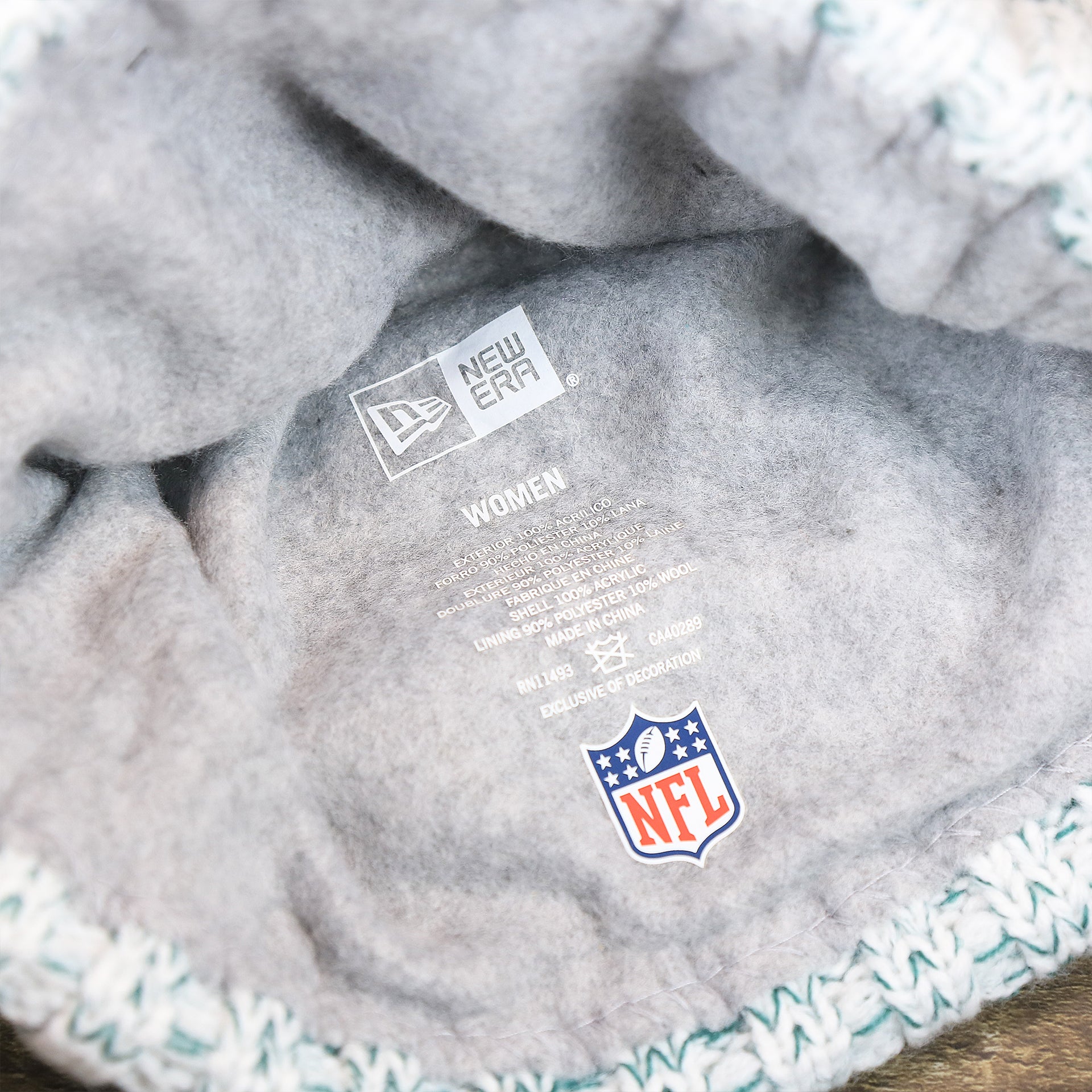 The Lining on the Women’s Philadelphia Eagles On Field Cuffed Winter Beanie | White And Teal Winter Beanie