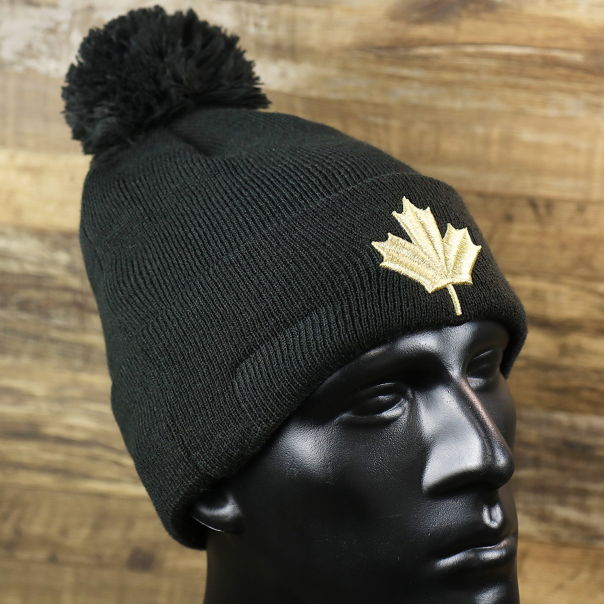 The Toronto Raptors NBA City Series Metallic Gold Leaf Winter Beanie | Black Winter Beanie