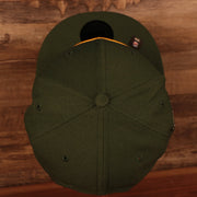 Top down view of the Green Bay Packers "Patch Up" Super Bowl XXXI Side Patch Gray Bottom 9Fifty Navy Snapback Hat