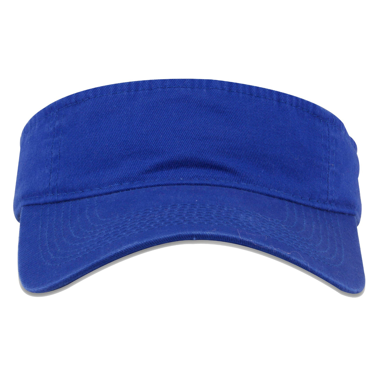 The blue visor is blank and features a curved brim