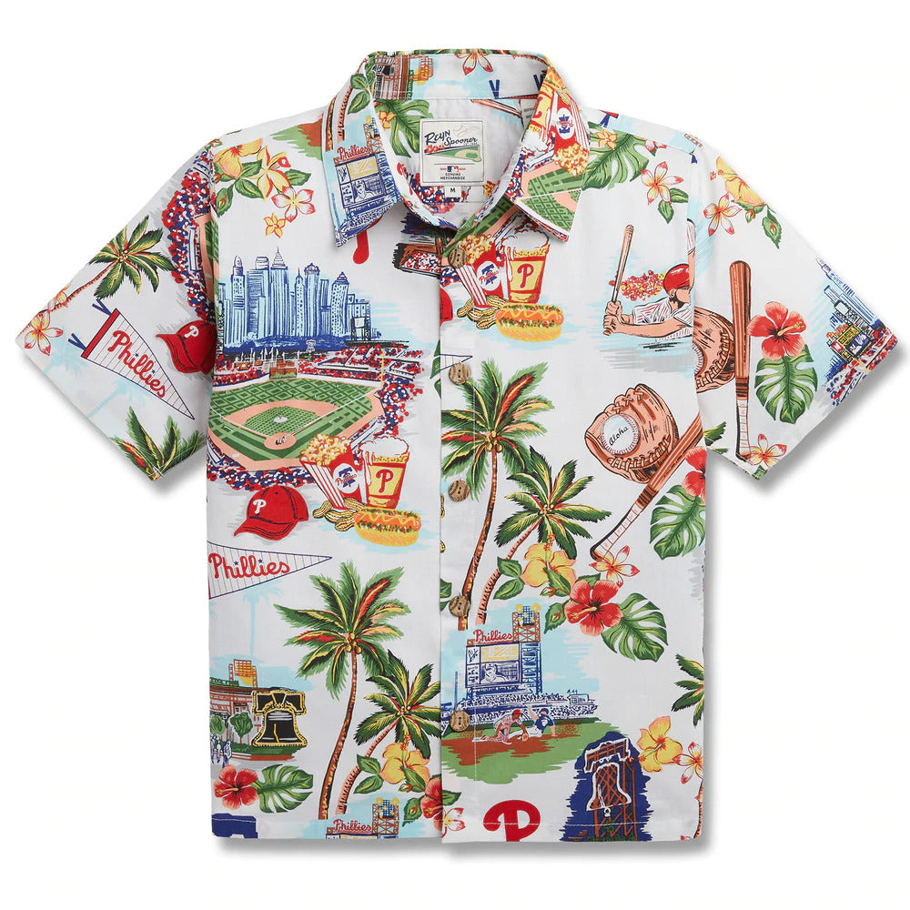 The Philadelphia Phillies Authentic Hawaiian Print Youth Polo Shirt