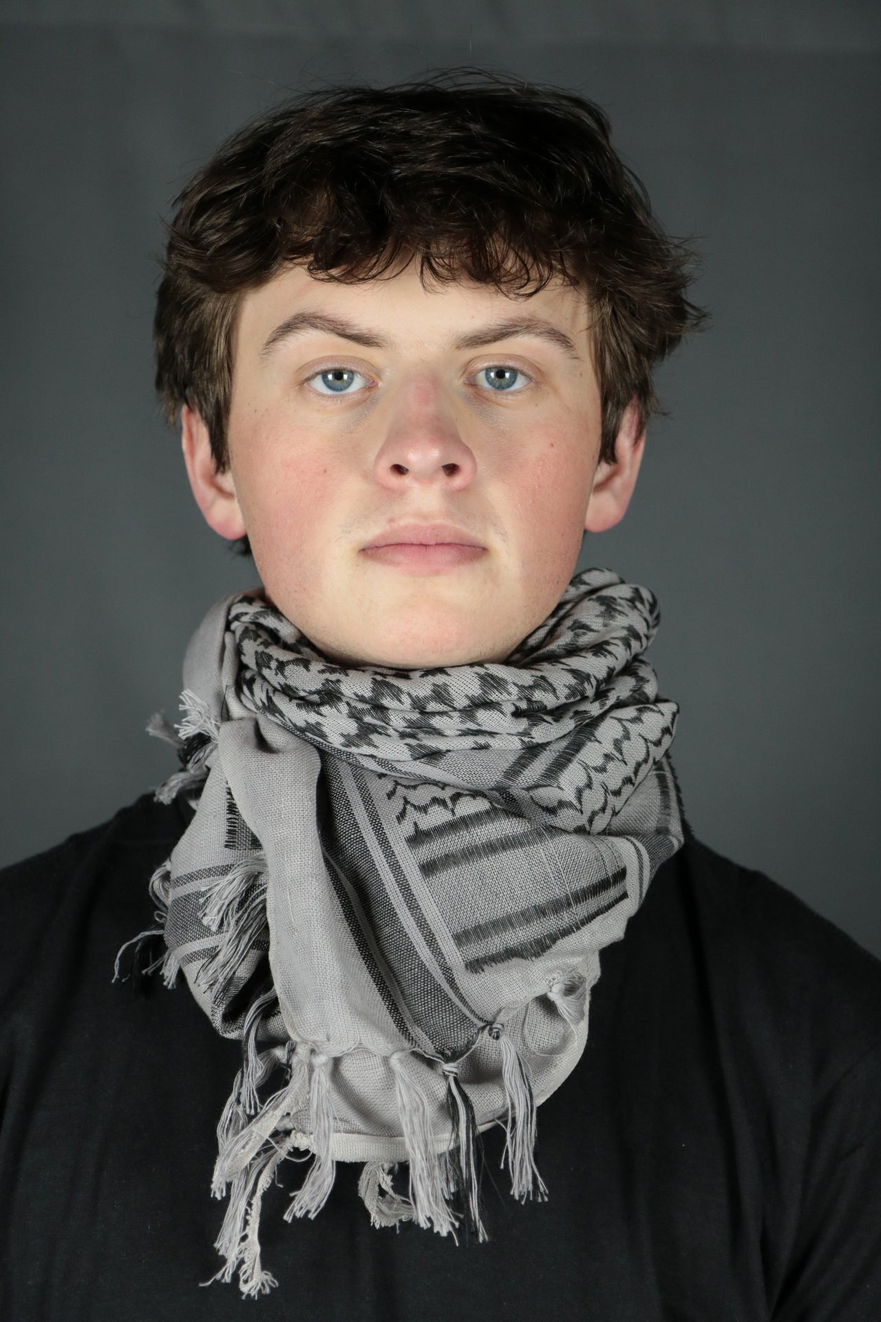 Arabic Sheik Print Shemagh Scarf | Black and Gray Face Scarf