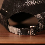 the strap on the back of this mickey dad hat is black and silver Mickey Mouse Black Dad Hat | Angry Mickey Mouse Black Dad Cap