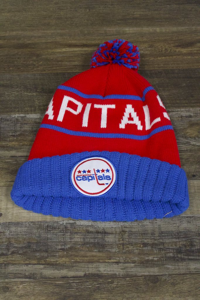 Capitals beanie | Washington Capitals Thick Knit Retro Circle Patch Mitchell and Ness Beanie