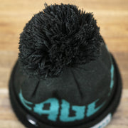 The Black Pom Pom on the Philadelphia Eagles On Field Since 1933 Eagles Patch Winter Pom Pom Beanie | Black Winter Beanie