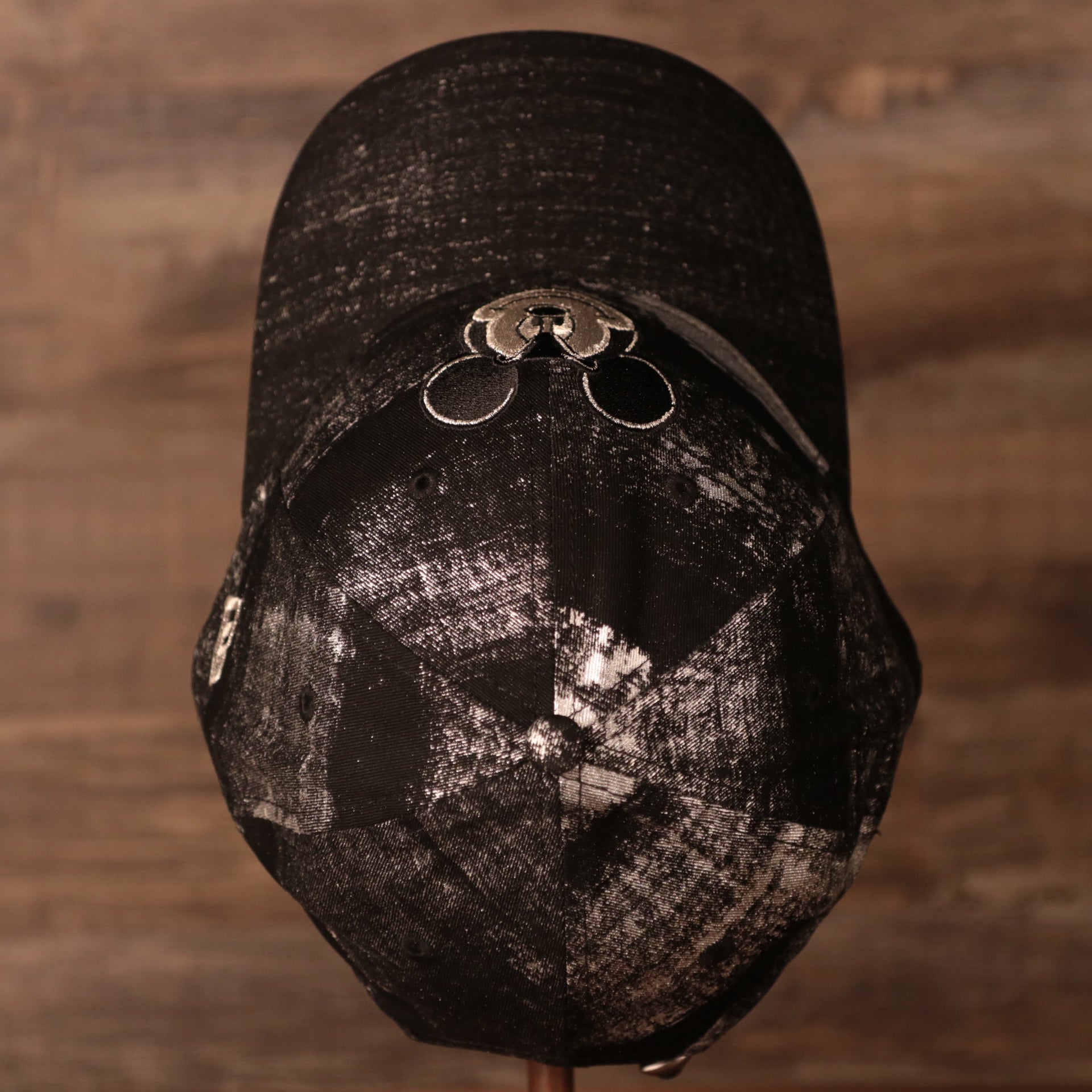 Mickey Mouse Black Dad Hat | Angry Mickey Mouse Black Dad Cap the top of this mickey angry dad cap is plain black and silver