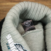 The 47 Brand Tag on the Philadelphia Eagles 2017 NFC Champions Gray Cuff NFL Pom Pom Winter Beanie | Black Winter Beanie
