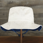 The backside of the Philadelphia 76ers Logo Royal Blue Undervisor Bucket Hat | Natural Bucket Hat