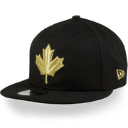 wearers left side of Raptors Black snapback | Toronto Raptors 2019 Nba city series metallic leaf black 950 snapback