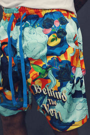 front shot of the Men’s Sunshine Surf Trunks Board Shorts To Match Sneakers | Orange and Teal