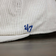 The 47 brand logo on the Corduroy Philadelphia Athletics Cooperstown Snapback | 47 Brand White