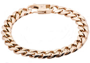 Curb Link Chain Rose Gold Plated Stainless Steel Men's 10mm Bracelet Blackjack