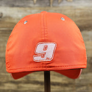 The backside of the Nascar Chase Elliot Number 9 Hendrick Motorsport Hooters Logo 39Thirty FlexFit Cap | Orange 39Thirty Cap