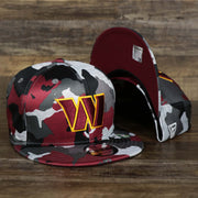 The Washington Commanders NFL OnField Summer Training 2022 Camo 9Fifty Snapback | Burgundy Camo 9Fifty