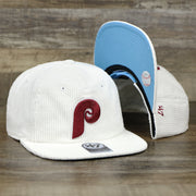 The Cooperstown Philadelphia Phillies Corduroy Snapback Hat | White Corduroy Snap Cap