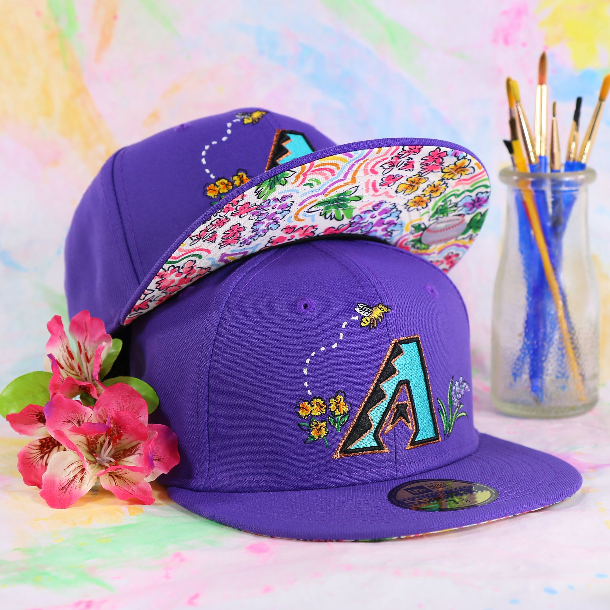 Arizona Diamondbacks COOPERSTOWN SIDE-BLOOM Purple Fitted Hat