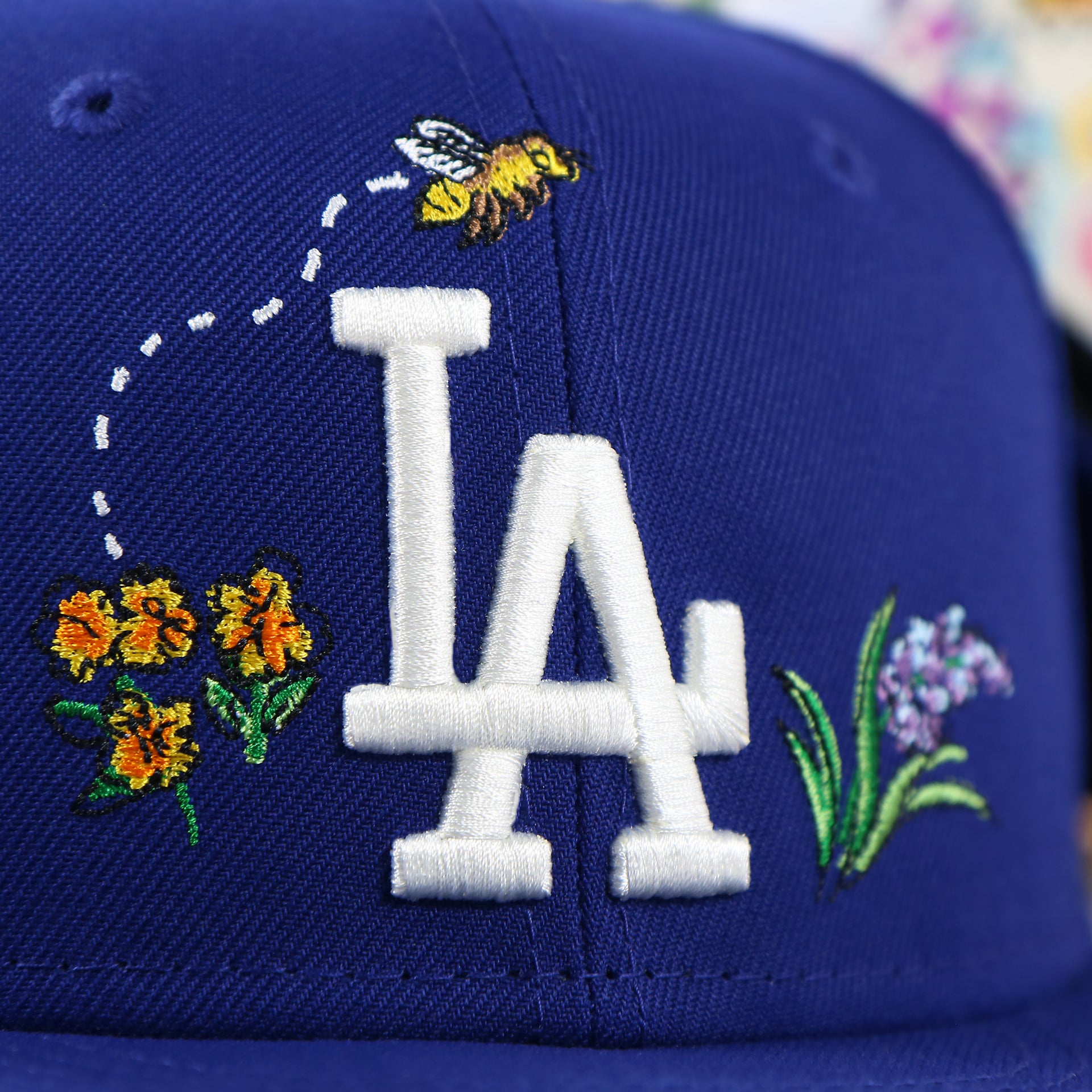 Los Angeles Dodgers Floral Print Undervisor Spring Embroidery 59Fifty Fitted Cap | Royal Blue 59Fifty Cap