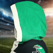 wearers left of the Philadelphia Eagles Vintage Hockey 47 Lacer Hoodie |  Black, Kelly Green, White