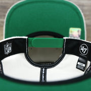 The Tags on the Throwback Philadelphia Eagles Corduroy Snapback Hat | White Corduroy Snap Cap