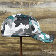 The wearer's right on the Philadelphia Eagles Summer Training 2022 Camo 39Thirty FlexFit Cap | Midnight Green Camo 39Thirty Cap