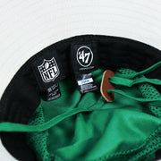 The inside of the Throwback Philadelphia Eagles 1987 White Eagles Logo Panama Pail Bucket Hat | Kelly Green Bucket Hat