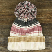 The backside of the Women’s Philadelphia Eagles Black And White Eagles Logo Pom Pom Beanie | Women’s Natural Beanie