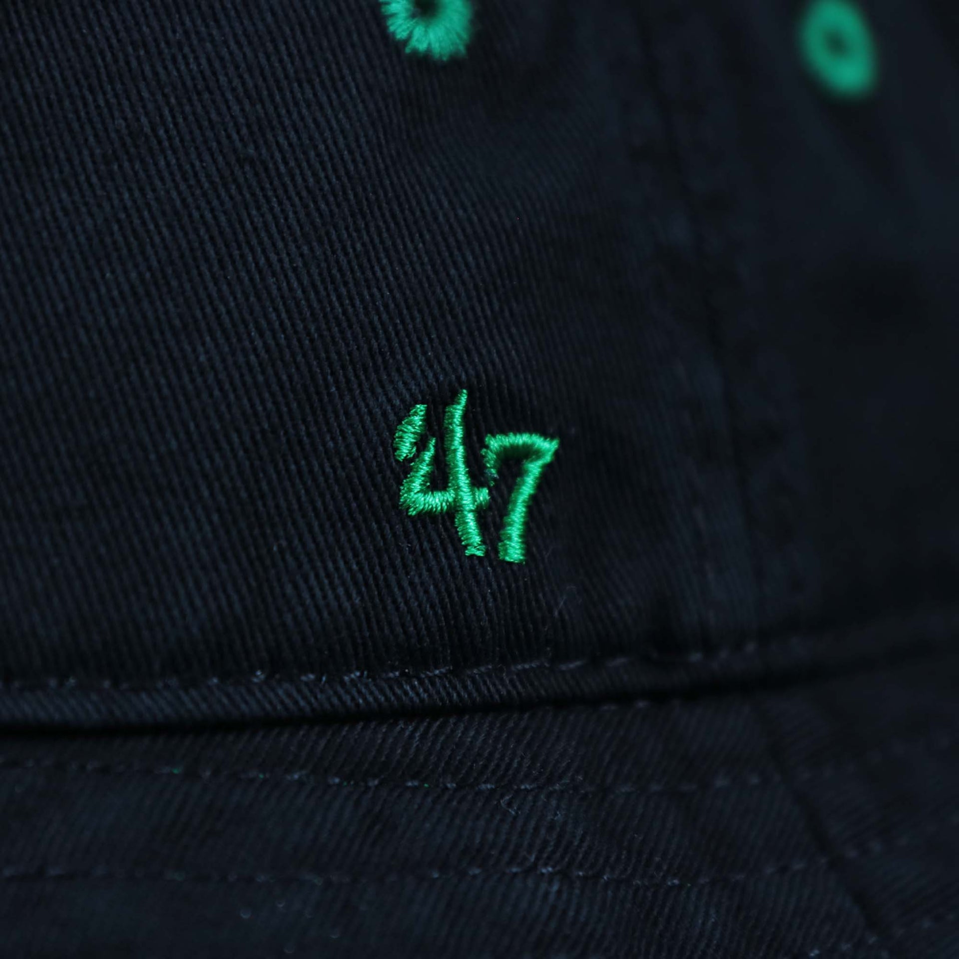 The 47 Brand logo on the Throwback Philadelphia Eagles Vintage Bucket Hat | 47 Brand, Black