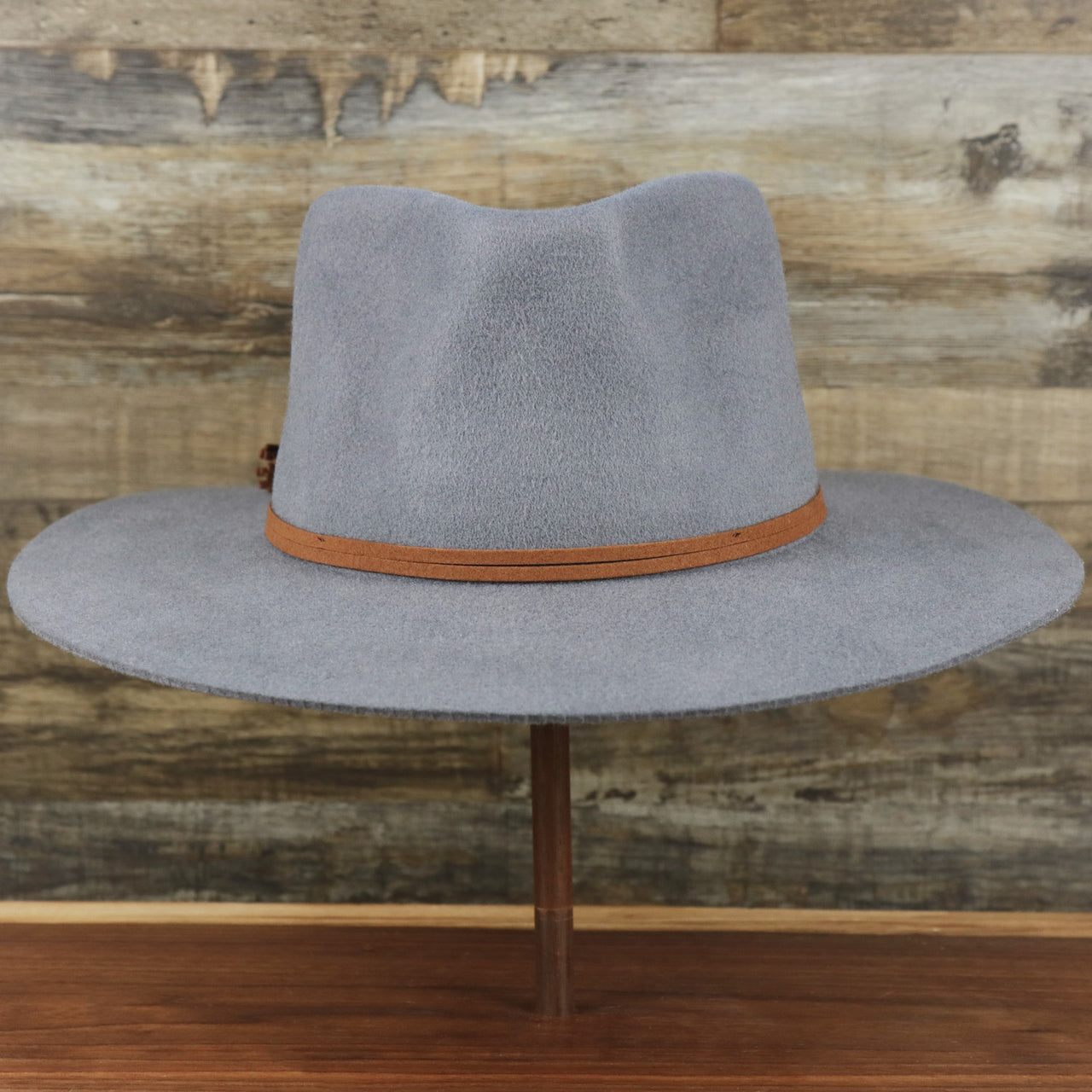 The Wide Brim Raw Edge Gray Fedora Hat with Black Silk Interior | Zertrue 100% Australian Wool