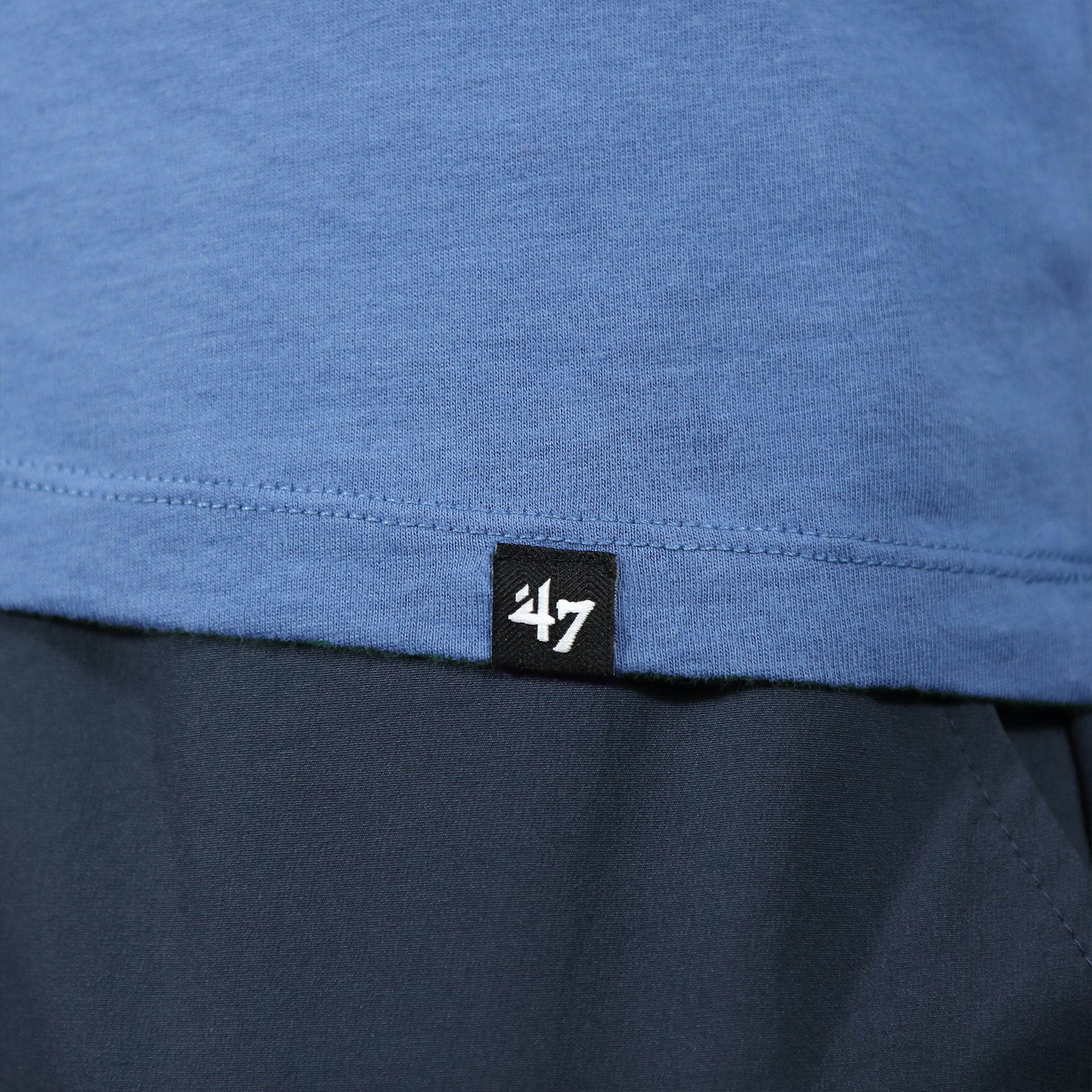 47 brand label on the Philadelphia Phillies 2022 World Series Fightin' Phils Liberty Bell Premium Franklin Cadet Blue T-Shirt