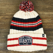 The Throwback New York Giants Legacy Giants Helmet Patch Pom Pom Beanie | Natural Beanie